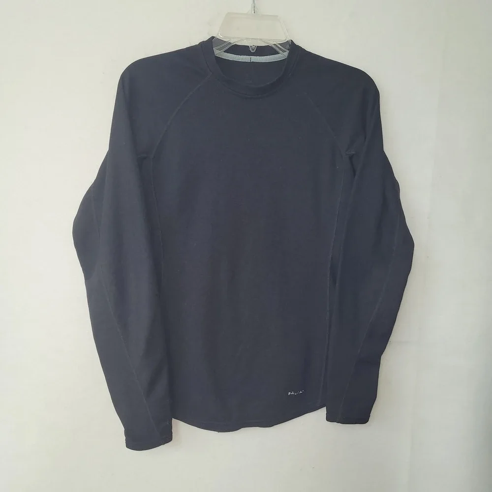Patagonia Capilene Womens M Black Long Sleeve‎ Base Layer Top Raglan Crew Neck